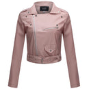 Women Style Leather Motorcycle Jacket - Pink