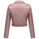 Women Style Leather Motorcycle Jacket - Pink