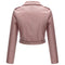 Women Style Leather Motorcycle Jacket - Pink