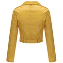 Women Style Leather Motorcycle Jacket - Yellow