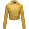 Women Style Leather Motorcycle Jacket - Yellow