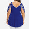 Women Stylish Plus Size Tiered Lace Top - Blue