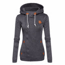 Women Stylish Heaps Collar Hoodie Pullover - Deep Grey