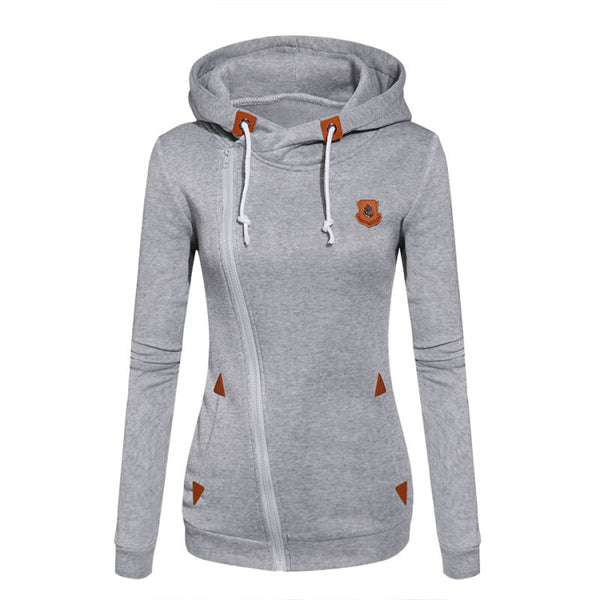 Women Stylish Heaps Collar Hoodie Pullover - Grey