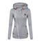 Women Stylish Heaps Collar Hoodie Pullover - Grey