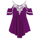 Women Stylish Plus Size Tiered Lace Top - Violet