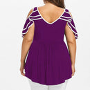 Women Stylish Plus Size Tiered Lace Top - Violet