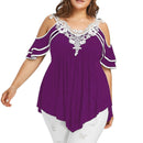 Women Stylish Plus Size Tiered Lace Top - Violet