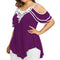 Women Stylish Plus Size Tiered Lace Top - Violet