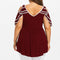 Women Stylish Plus Size Tiered Lace Top - Wine Red