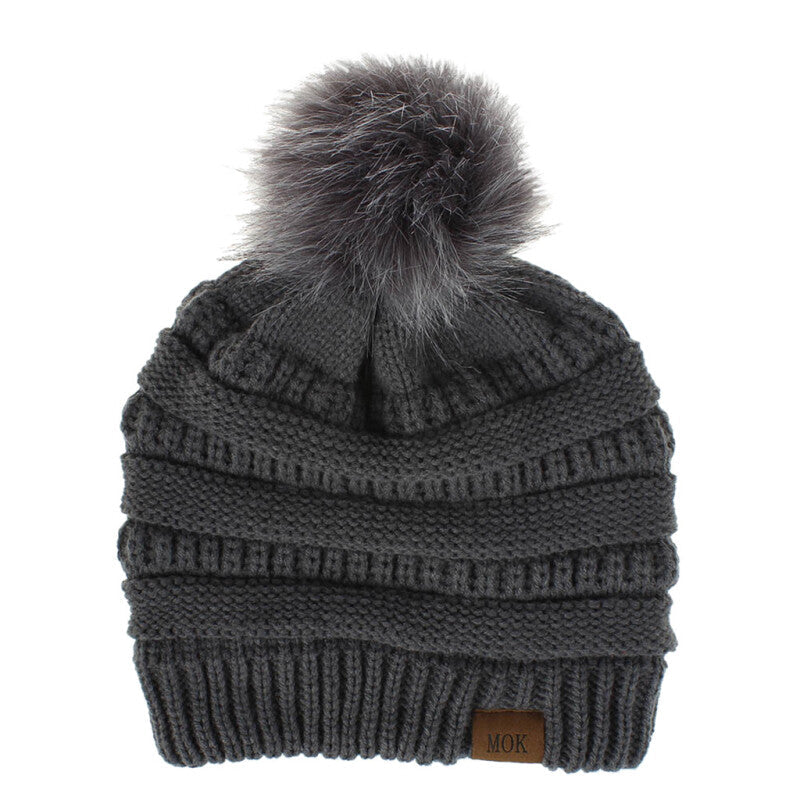 Women Tailored Casual Knitted Beanies - Dark Gray