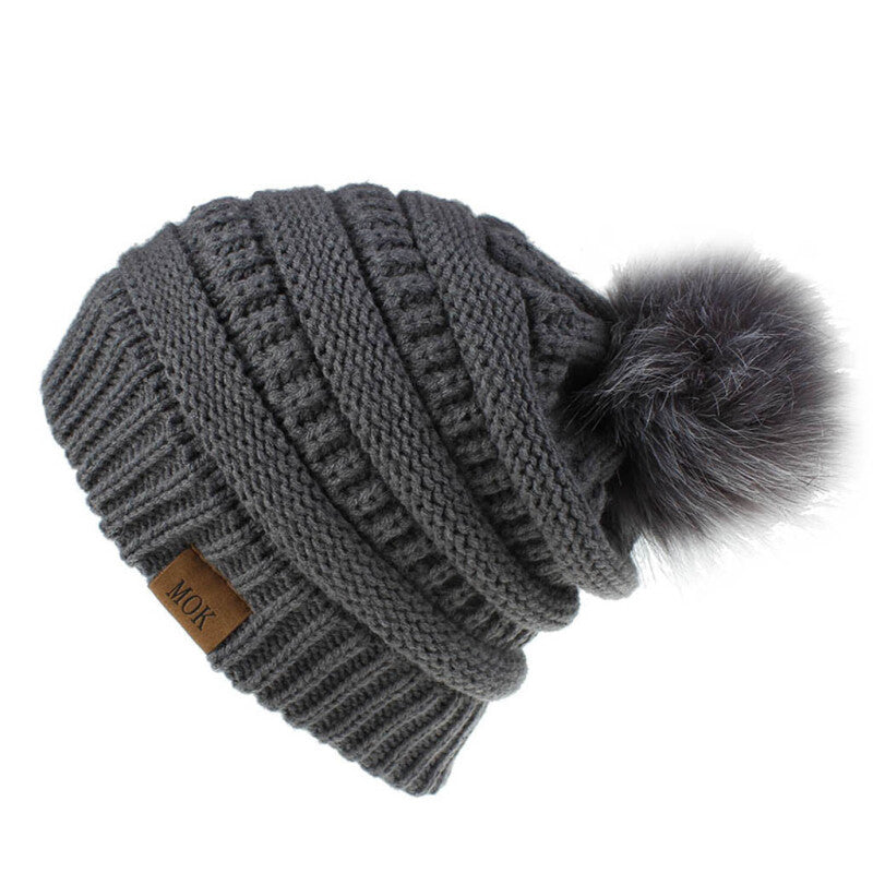 Women Tailored Casual Knitted Beanies - Dark Gray