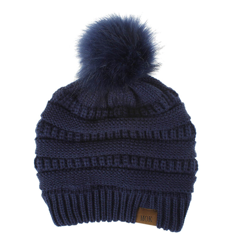 Women Tailored Casual Knitted Beanies - Navy Blue