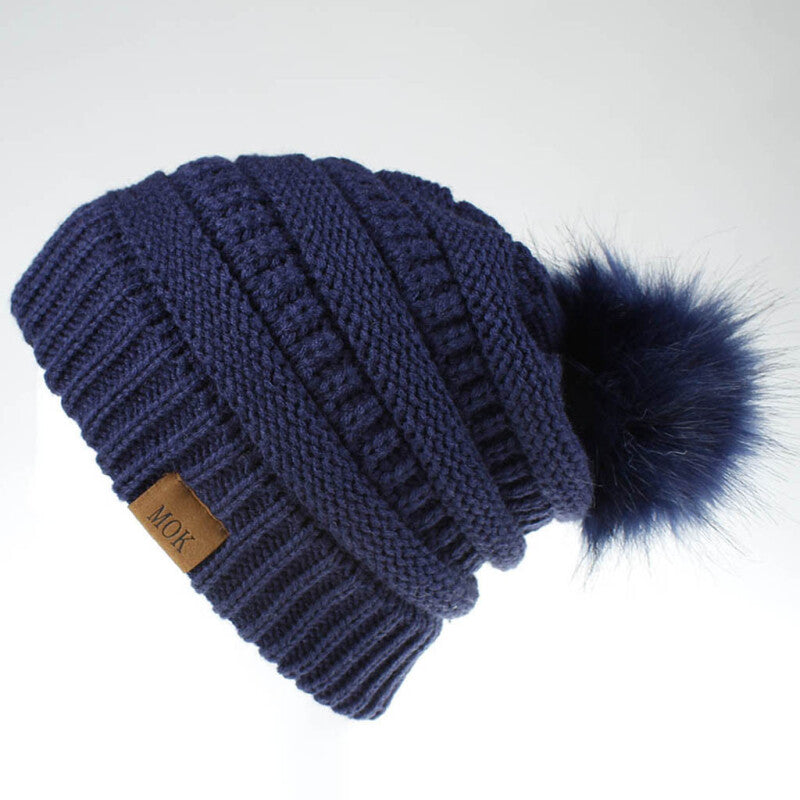 Women Tailored Casual Knitted Beanies - Navy Blue