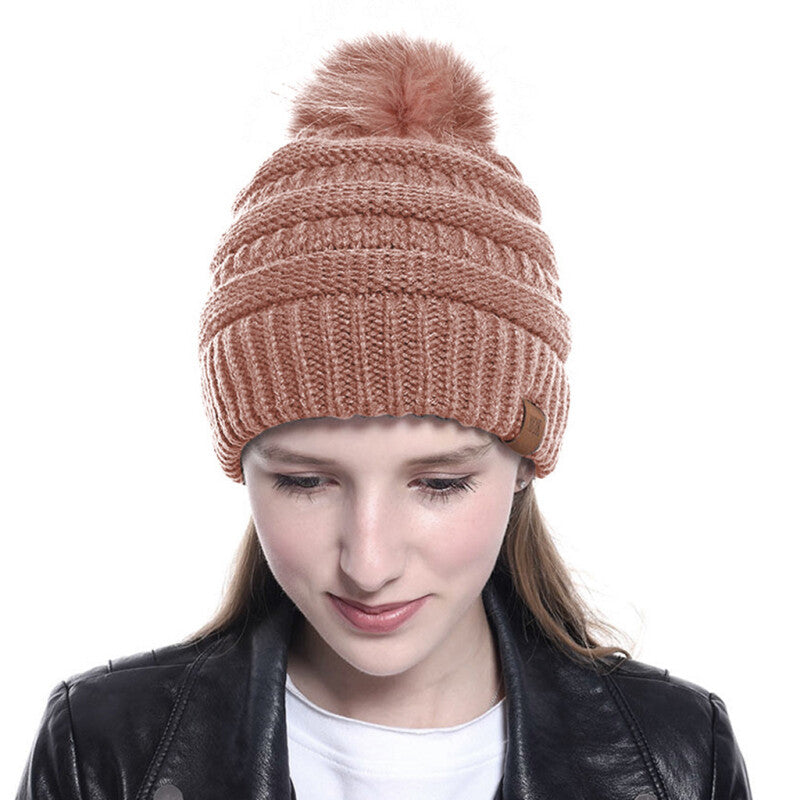 Women Tailored Casual Knitted Beanies - Pink