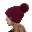 Women Tailored Casual Knitted Beanies - Wine Red