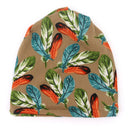 Women Tailored Feather Print Beanie Cap - Khaki