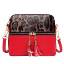 Women Tassel Leopard Printing Hand Bag - Red