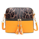 Women Tassel Leopard Printing Hand Bag - Yellow