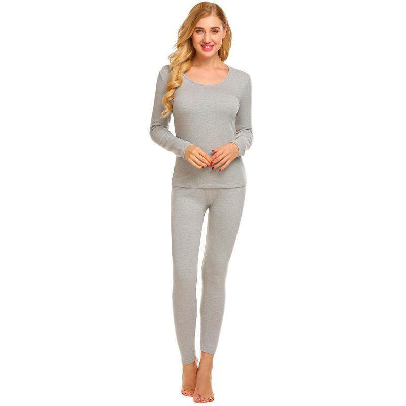 Women Thermal Underwear Top & Bottom - Gray