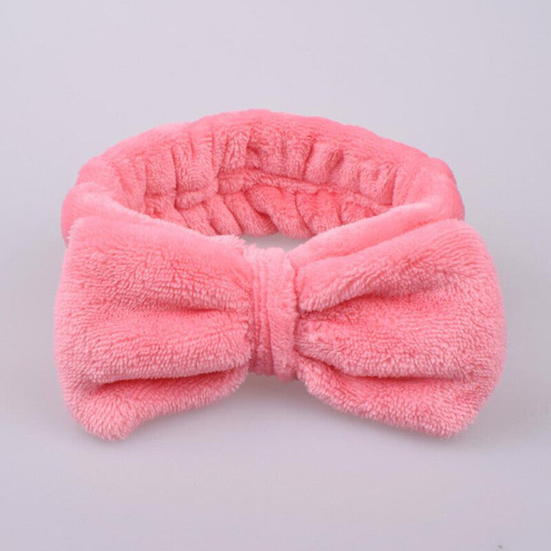 Women Velvet Solid Bow Knot Headband - Watermelon Red