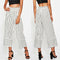 Women Wide Leg High Waist Casual Crop Trousers - White