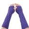 Women Winter Autumn Knitted Arm Warmer Gloves Mittens - Purple