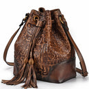 Women's Genuine Leather Travel Handbag - Brown