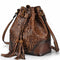 Women's Genuine Leather Travel Handbag - Brown