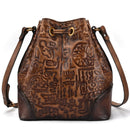 Women's Genuine Leather Travel Handbag - Brown