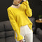 Women's Long Sleeve Casual Knitted Top - Yellow