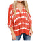 Women's Loose Gradient Print V-Neck Blouse Tops - Red