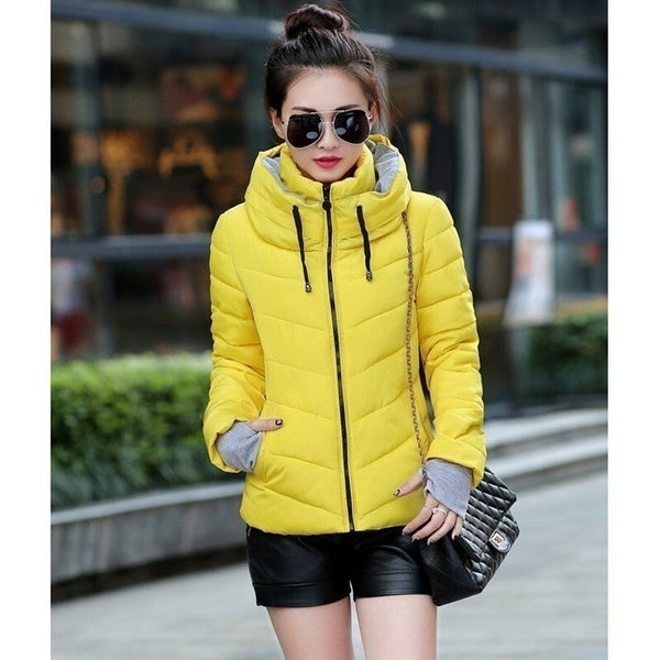 Women's Plus Size Cotton-Padded Parka - Yellow