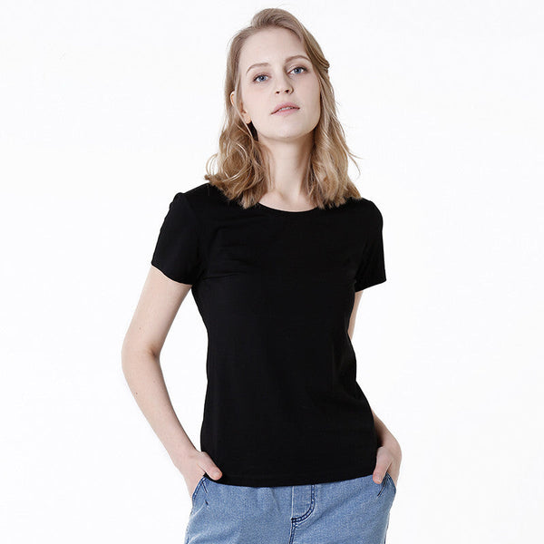 Women's Round Neck Fitted T-shirt - Black