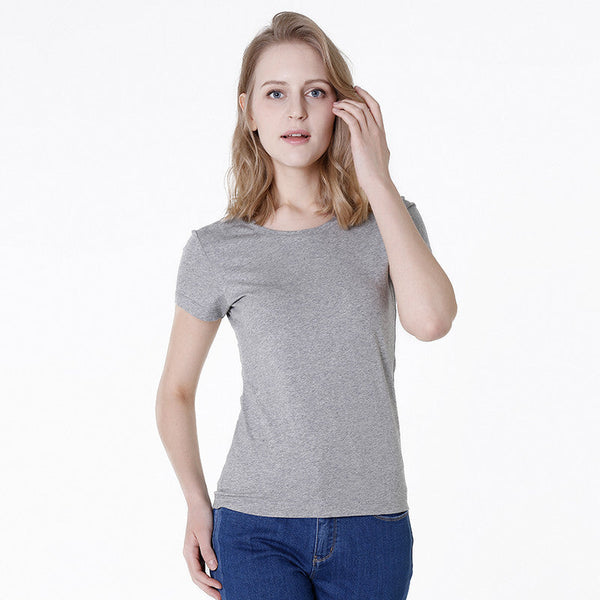 Women's Round Neck Fitted T-shirt - Gray