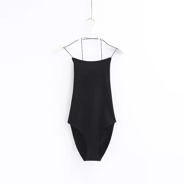 Women's Sexy Backless Camisole Bodysuit - Black