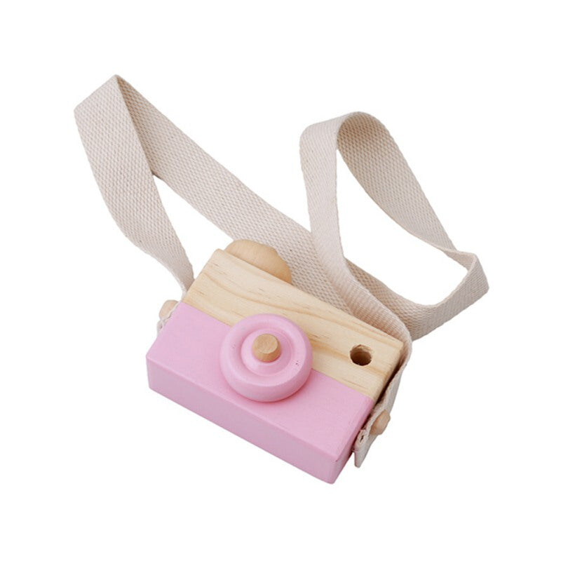 Wooden Premium Ornaments Toy Pendant Camera - Pink