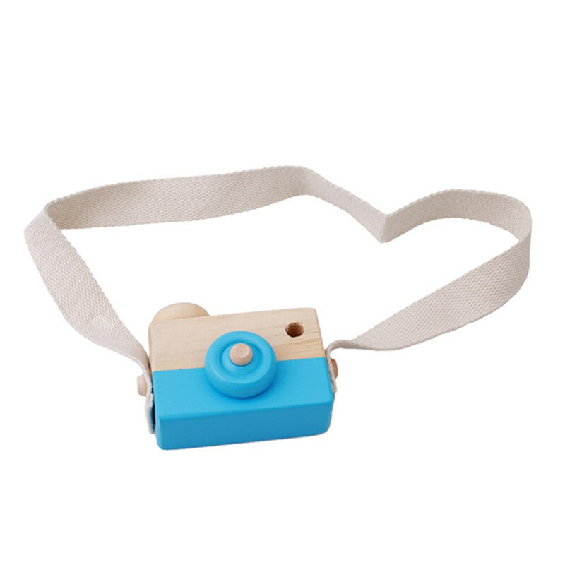 Wooden Premium Ornaments Toy Pendant Camera - Blue