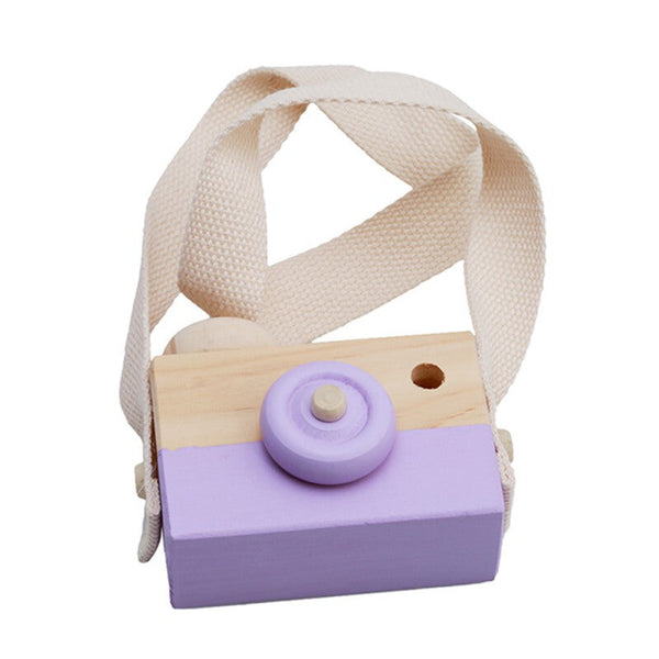 Wooden Premium Ornaments Toy Pendant Camera - Purple