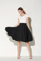 Xinuo High Waist Summer Skater Skirt - Black