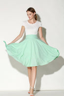 Xinuo High Waist Summer Skater Skirt - Light Green