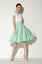 Xinuo High Waist Summer Skater Skirt - Light Green