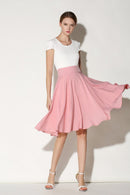 Xinuo High Waist Summer Skater Skirt - Pink