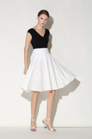 Xinuo High Waist Summer Skater Skirt - White