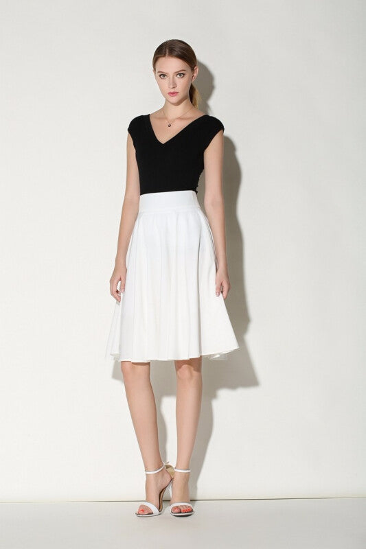 Xinuo High Waist Summer Skater Skirt - White