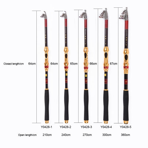 Portable Carbon Hard Fishing Rod Superhard Telescopic Fishing Rod Spinning Sea Rod 2.1M～3.6M