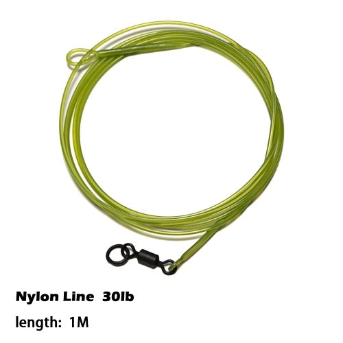 1M 30LB Fishing Leader Line Nylon Leader Line with Ring Swivel Quick Swivel Carp Fishing Accessory