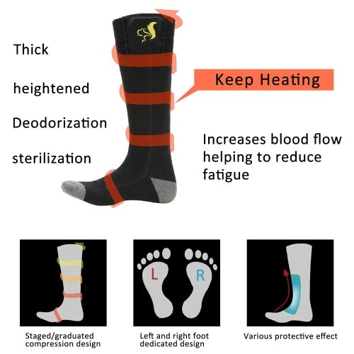 Electric Charging Battery Heated Cotton Socks Feet Thermal Winter Warmer Foot Sock for Cycling Skiing Motorcycle Accessories