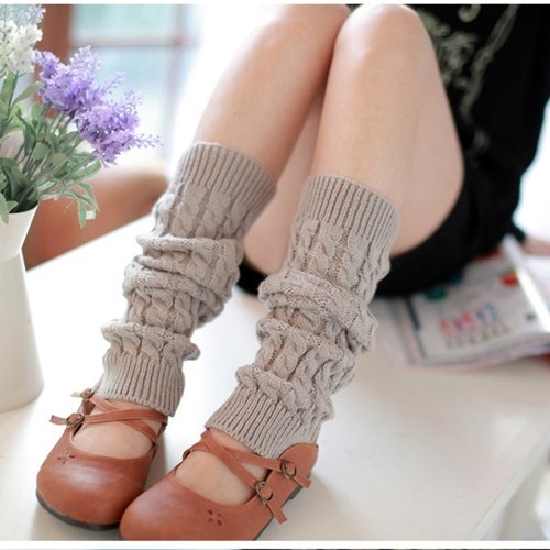 Winter Women Knitted Crochet Thigh Leg Warmer Cover