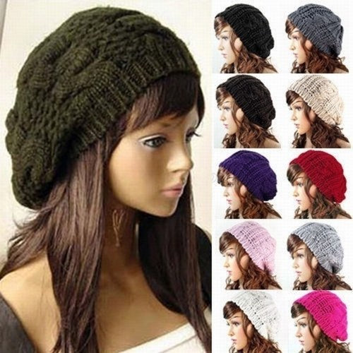 Winter Warm Women Knitted Braided Beanie Hats